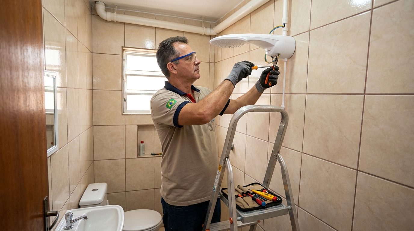 Substituição de Chuveiro Antigo em Limeira‑SP